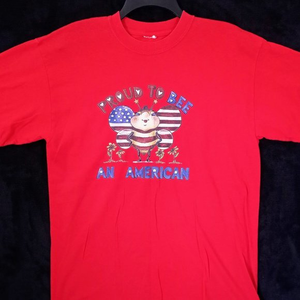Proud To Bee American‎ Tee Shirt Size Large Red Short Sleeve With BEE Pic #1170